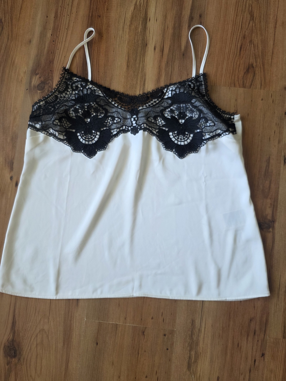 H&M Cream Camisole with Black Lace Accent